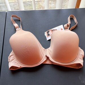 JOYSPUN T-Shirt Nursing Clips Adjustable Straps Bra - Nude Size 38D